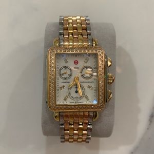 Michele Deco Tri Tone Watch, 18mm, Diamond Dial